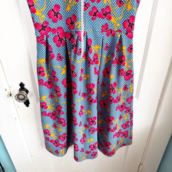 LuLaRoe Colorful Floral Amelia Dress Blue Pink Orange White A-Line Pockets Large - Picture 14 of 14